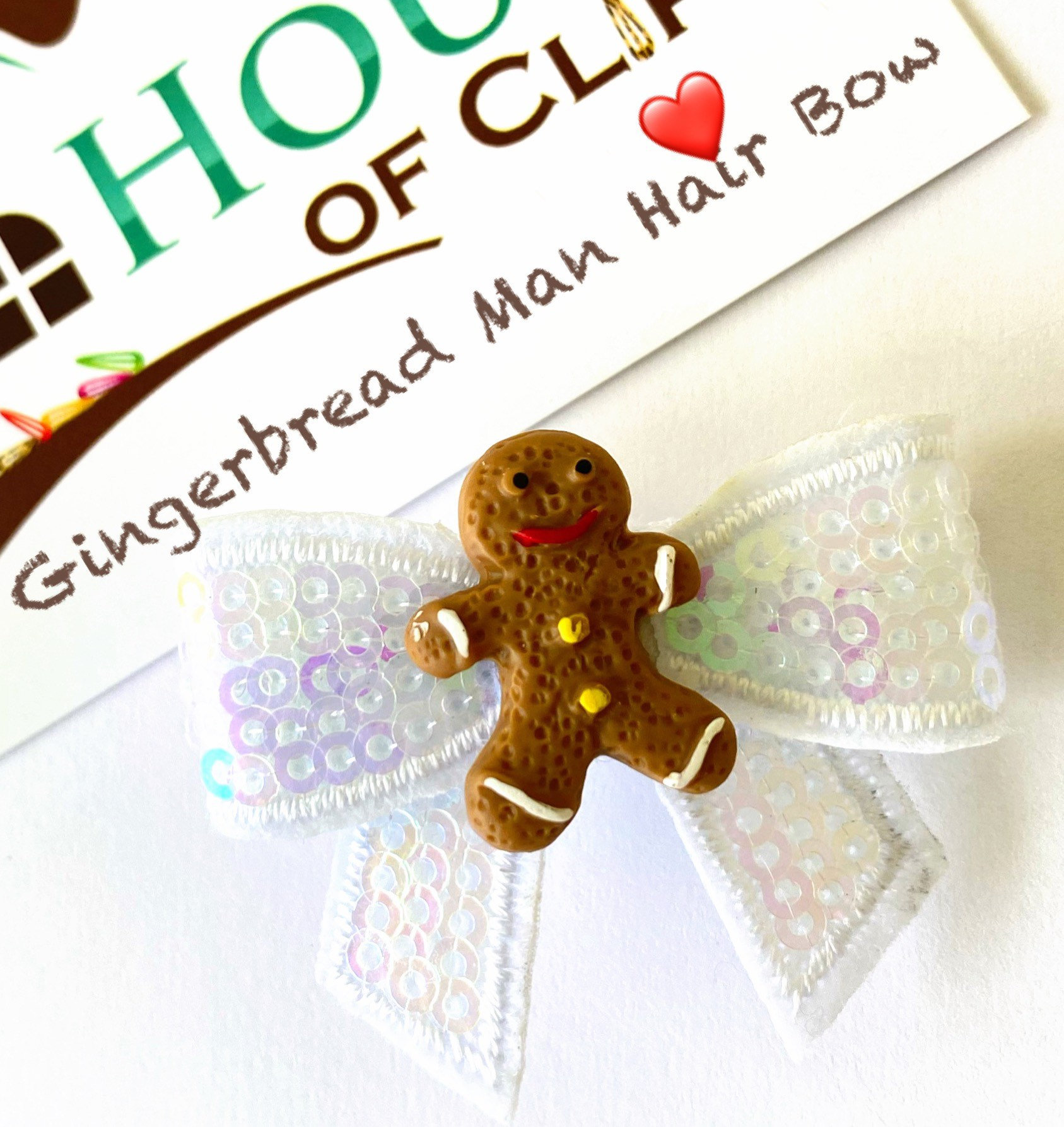 Beleki Weihnachts-Haarspange – Glitzernder Lebkuchenmann In Rot & Grün