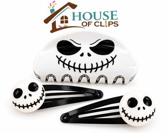 Spooky Smiles Halloween Hair Set – Skull Hair Claw & 2 Hair Clips | Halloween Hair Accessories | Gothic Hair Gift
