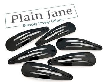 Ordinarily Beautiful Clips by Plain Jane x6 - 50s Style Hair Clips - Strong Black Plain Snap Clips - Vintage Style Hair Clips - Fringe Clips