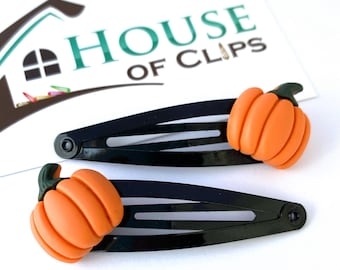 Grampos de cabelo de abóbora assustadores - Grampos de cabelo de abóbora de Halloween - Grampos de pressão de Halloween - Presente de Halloween não assustador - Cabelo para festa de Halloween