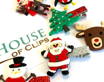Weihnachtliche Glitzer-Haarspange: Festliche Festtags-Krokodilspange (4 cm)