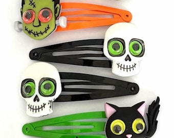 Enge Halloween-haarspeldjes x2 - Haarspeldjes skelet - Halloween-speldjes - Halloweencadeau - Halloween-haaraccessoires kinderen - All Hallows