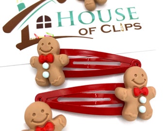 Lebkuchenmann Haarspangen: Handgefertigte Kinder Haarspangen (2er Set)