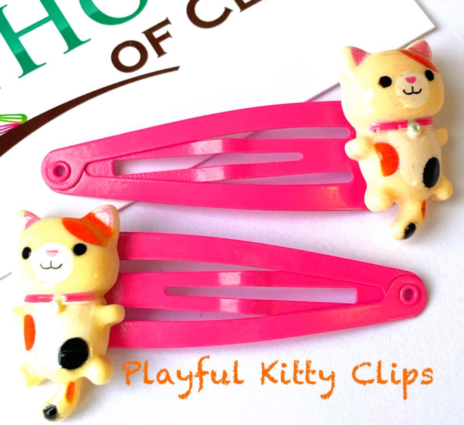 Playful Kitty Hair Clips X2 Cat Hair Clips Cute Kitten Etsy