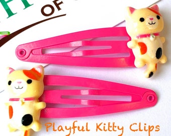 Clips à cheveux ludiques pour chaton x2 - Clips à cheveux de chat - Pinces à cheveux de chaton mignons - Diapositive de cheveux de chat - Petite idée cadeau pour les filles