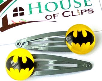 Superhero Hair Clips x2, Snap Clips, Boys Hair Accessories, Comic Hero Hair Clips, Kids Gift, Hero Themed Hair Clips