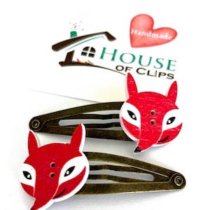 Victorian Hair Clip Collection - Felix Fox Hair Clips - Fox Hair Snaps - Fox Country Gift - Animal Hair Slides - Vintage Hair Clips