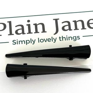 TINY Raven Beak Clip By Plain Jane x2 - Ladies Hair Clip - Raven Black Crocodile Clip- Metal Japanese Kimono Clips - Strong Beak Clip