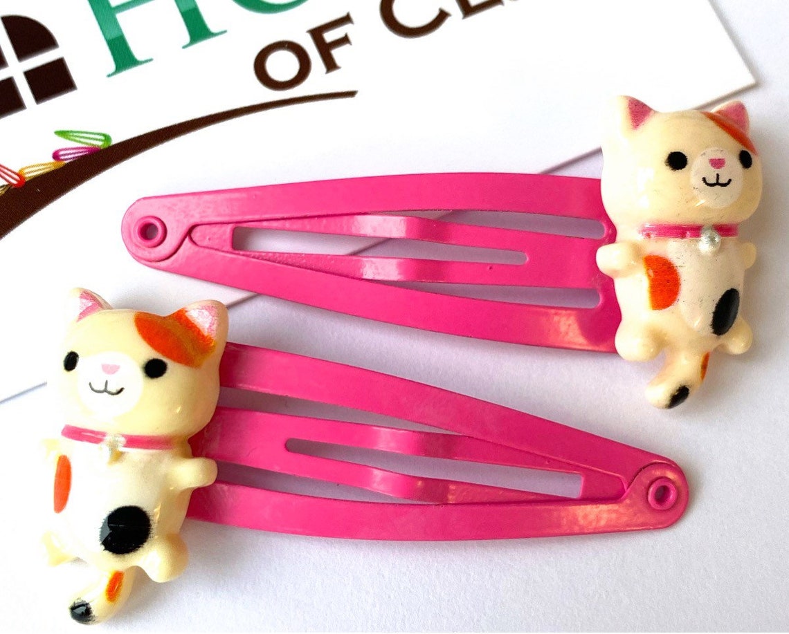 Playful Kitty Hair Clips x2 Cat Hair Clips Cute Kitten Etsy