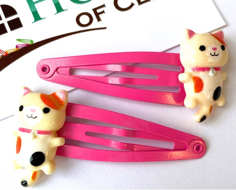 Playful Kitty Hair Clips X2 Cat Hair Clips Cute Kitten Etsy