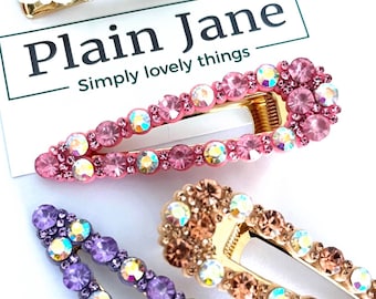 Sparkle The Night Away By Plain Jane x1 - Ladies Diamante Hair Clip - Sparkly Ladies Party Snap Clips - Sparkle Fringe Hair Clips - Diamante