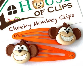 Pinzas para el pelo de mono travieso: pinzas de presión de animales del zoológico (juego de 2)