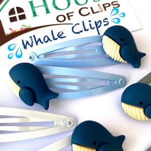 Whale Hair Clips x2 - Whale Non Slip Barrettes - Great Gift For Girls - Hair Clips for Boys - Little Gift Idea - Underwater Hair Clips