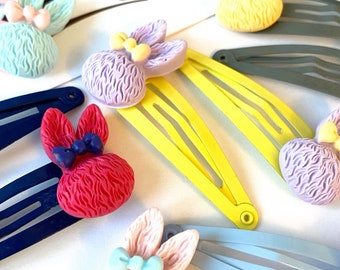 Pinzas para el pelo de conejito: pasadores de conejo de Pascua con lazos (juego de 2)