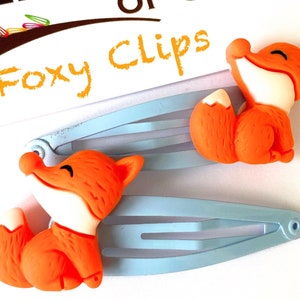 Fox Hair Clips: Orange Non-Slip Barrettes, Set of 2