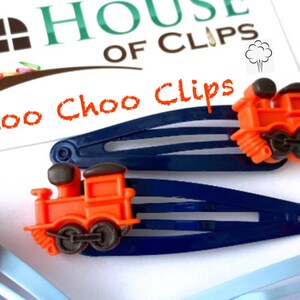 Choo Choo Clips x2 - Train Non Slip Barrettes - Great Gift For Girls - Hair Clips for Boys - Little Gift Idea - Train Hair Clips