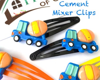 Cement Mixer Clips x2 - Boys Hair Clips - Great Gift For Girls - Hair Clips for Boys - Little Gift Idea - Boys Hair Clips