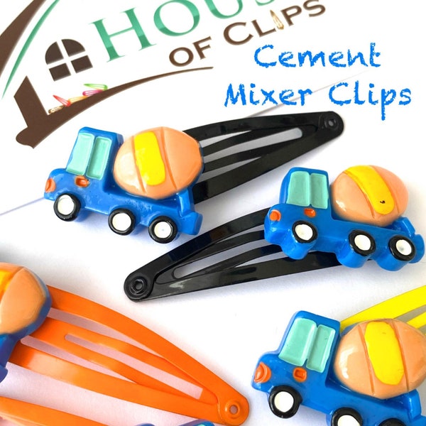 Cement Mixer Clips x2 - Boys Hair Clips - Great Gift For Girls - Hair Clips for Boys - Little Gift Idea - Boys Hair Clips