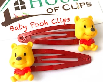 Pinzas para el pelo de Winnie the Pooh: pasadores rojos para niña (juego de 2)