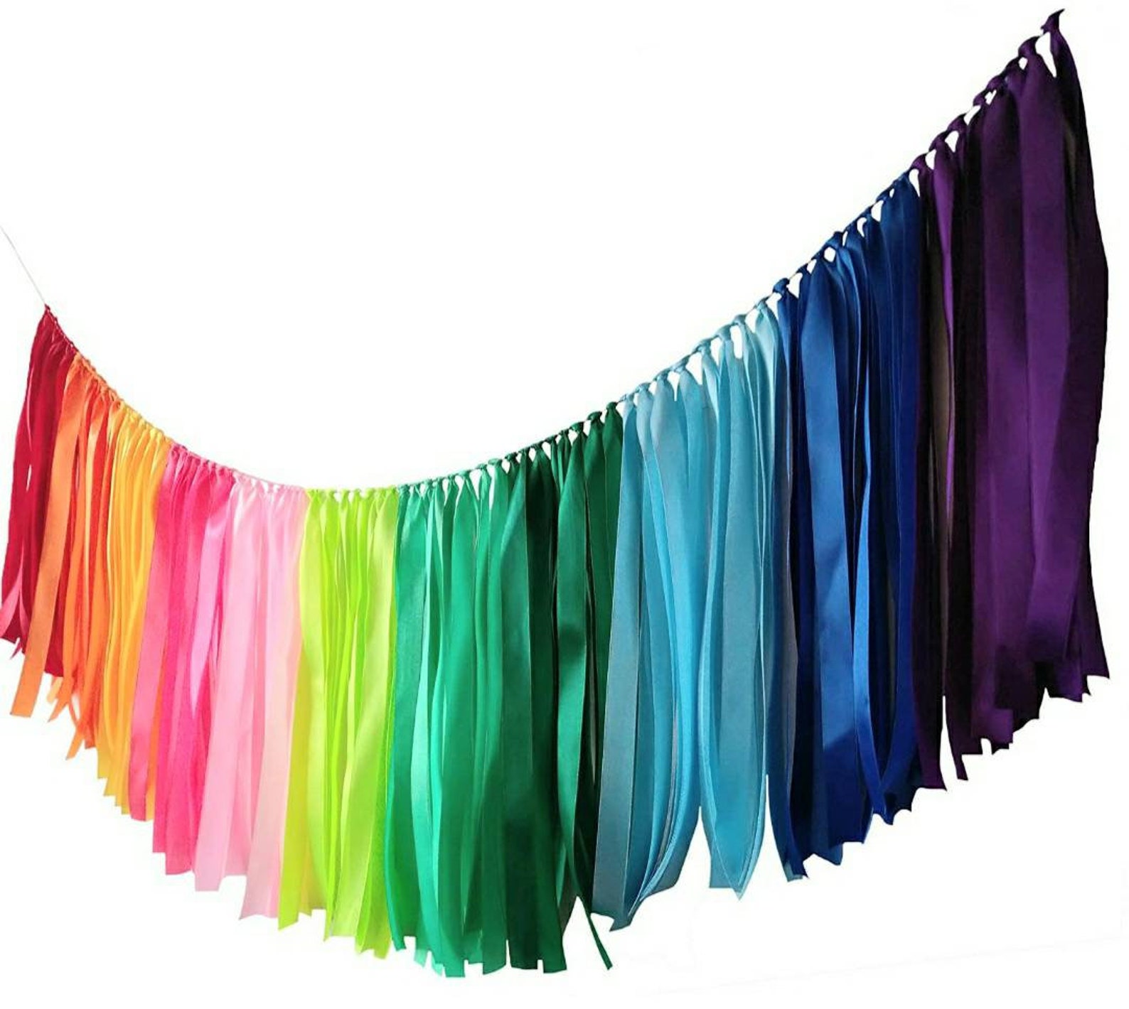 Rainbow Garland Birthday Decoration Garland Rainbow Ribbon Etsy
