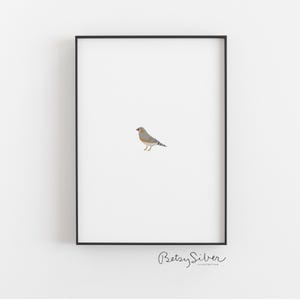 Tiny Zebra Finch Illustration | Kid Room Decor | Nursery Wall Art | Miniature Wall Art | Zebra Finch Drawing | Minimalist Wall Art