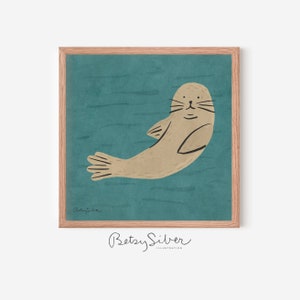 Framed Seal Art Print | Kid Room Decor | Nursery Wall Art | Nautical Wall Art | Seal Poster | Beach House Decor
