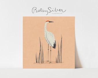 Sandhill-kraanvogelkunstafdruk | Giclée-afbeelding | Natuurdecoratie