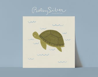 Stampa artistica giclée di tartarughe marine / cameretta per bambini, decorazione murale nautica