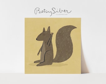 Friendly Squirrel Art Print | Whimsical Kid's Room Decor