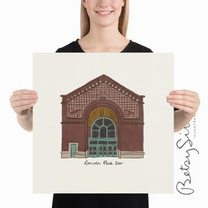 Lincoln Park Zoo Unframed Print | Chicago Zoo Art | Lion House Drawing