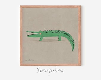 Gerahmtes Krokodil Kunstdruck | Kinderzimmer Dekor | Kinderzimmer Wandkunst | Krokodil Wand Kunst | Alligator Poster | Krokodil Kunstdruck