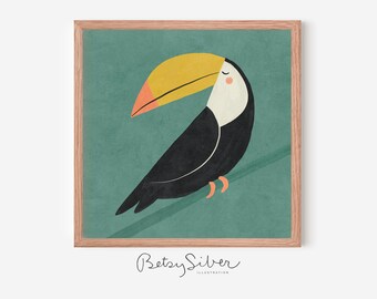 Framed Toucan Art Print | Whimsical Kid's Room Decor