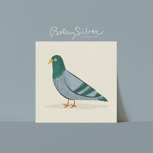 Skurrile Taube Kunstdruck | Irisierende Vogel Illustration