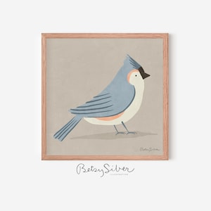 Framed Tufted Titmouse Art Print | Kid Room Decor | Nursery Wall Art | Cute Wall Art | Tufted Titmouse Poster | Tufted Titmouse Illustration