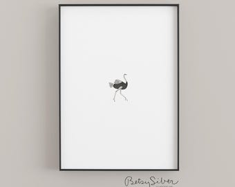 Tiny Ostrich Print | Minimalist Nursery Wall Art