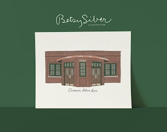 Chicago El Unframed Print | Damen Blue Line Art | CTA Drawing