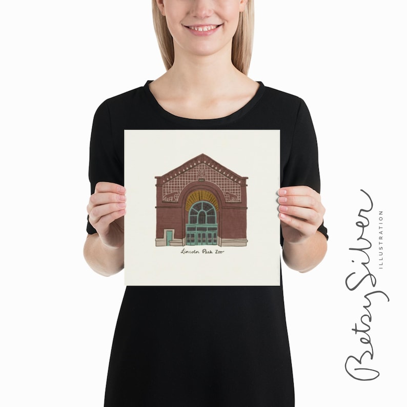 Lincoln Park Zoo Unframed Print | Chicago Zoo Art | Lion House Drawing