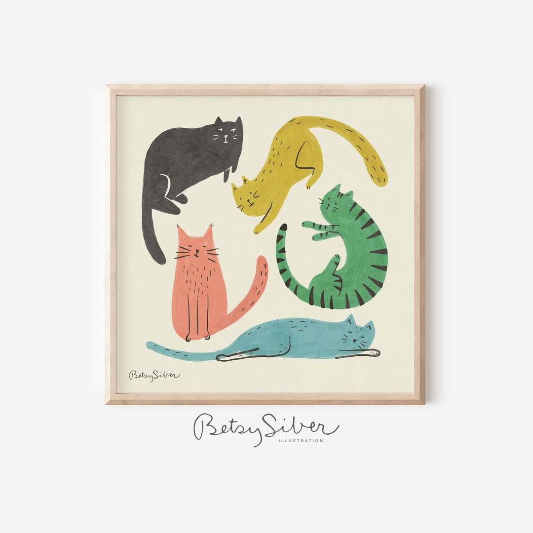 Cat Crew Art Print Kid Room Decor Nursery Wall Art Cat Etsy