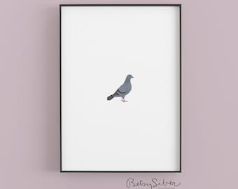 Mini Pigeon Art Print | Hand-Drawn Bird Illustration