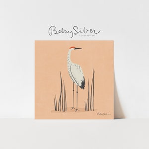 Sandhill Crane Art Print | Kid Room Decor | Nursery Wall Art | Sandhill Crane Wall Art | Sandhill Crane Illustration | Nature Decor