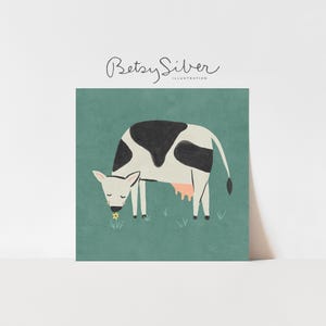 Kuh und Gänseblümchen Art Print | Kinderzimmer | Landhaus Dekor