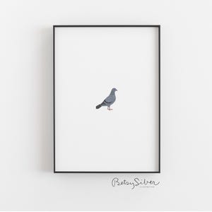 Tiny Pigeon Illustration | Kid Room Decor | Nursery Wall Art | Miniature Wall Art | Pigeon Drawing | Minimalist Wall Art