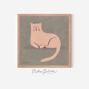 Framed Sitting Cat Art Print | Kid Room Decor | Nursery Wall Art | Cat Wall Art | Cat Poster