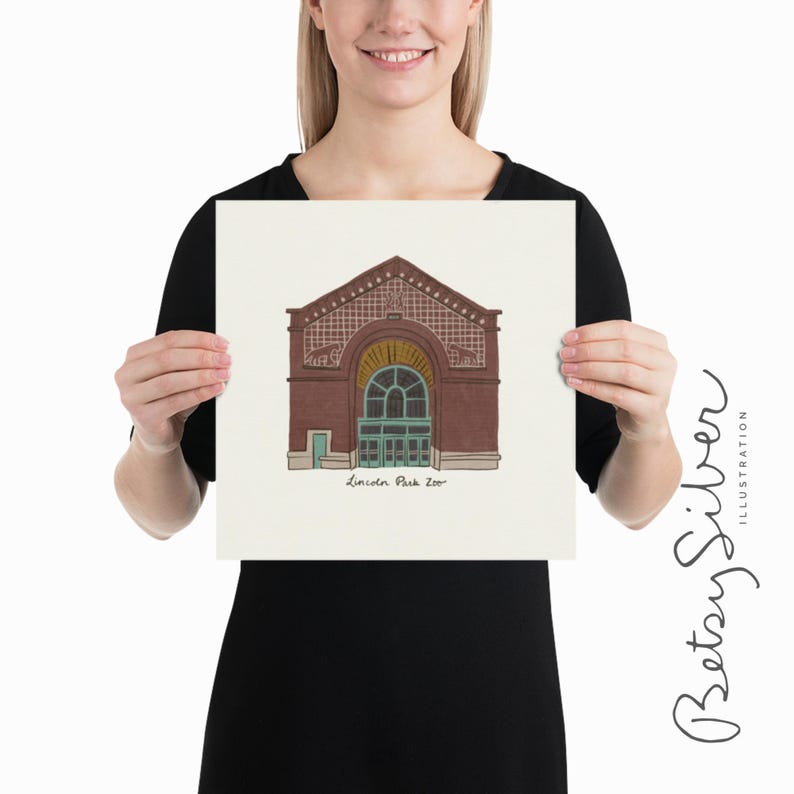 Lincoln Park Zoo Unframed Print | Chicago Zoo Art | Lion House Drawing
