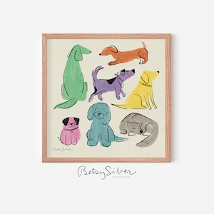 Framed Dog Pack Art Print | Kid Room Decor | Nursery Wall Art | Dog Wall Art | Dog Poster
