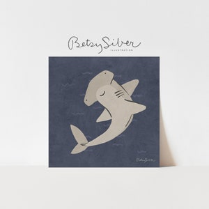 Hammerhead Shark Art Print | Kid Room Decor | Nursery Wall Art | Nautical Wall Art | Shark Poster | Boy Nursery Art