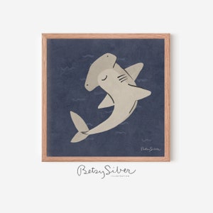Framed Hammerhead Shark Art Print | Kid Room Decor | Nursery Wall Art | Nautical Wall Art | Shark Poster | Boy Nursery Art