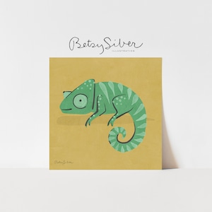 Chameleon Art Print | Kid Room Decor | Nursery Wall Art | Reptile Wall Art | Chameleon Poster | Reptile Illustration