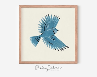Framed Bluebird Art Print | Modern Nursery Decor
