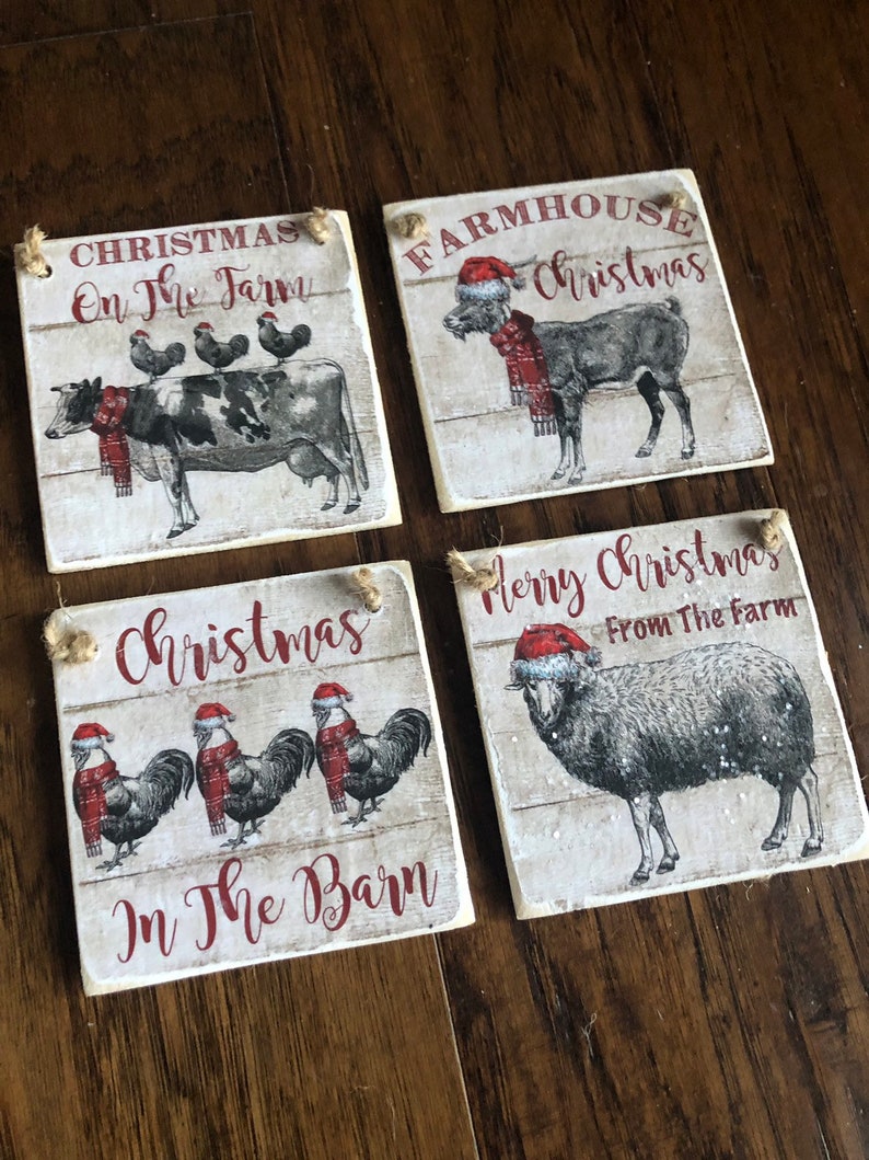 Vintage farm animal cow goat chicken sheep christmas ornament Etsy